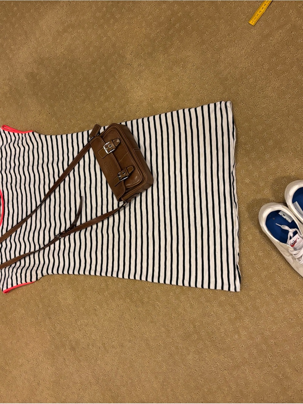 Boden Womens Striped T Shirt Dress Navy White Neon Trim Cotton Breton 6R
